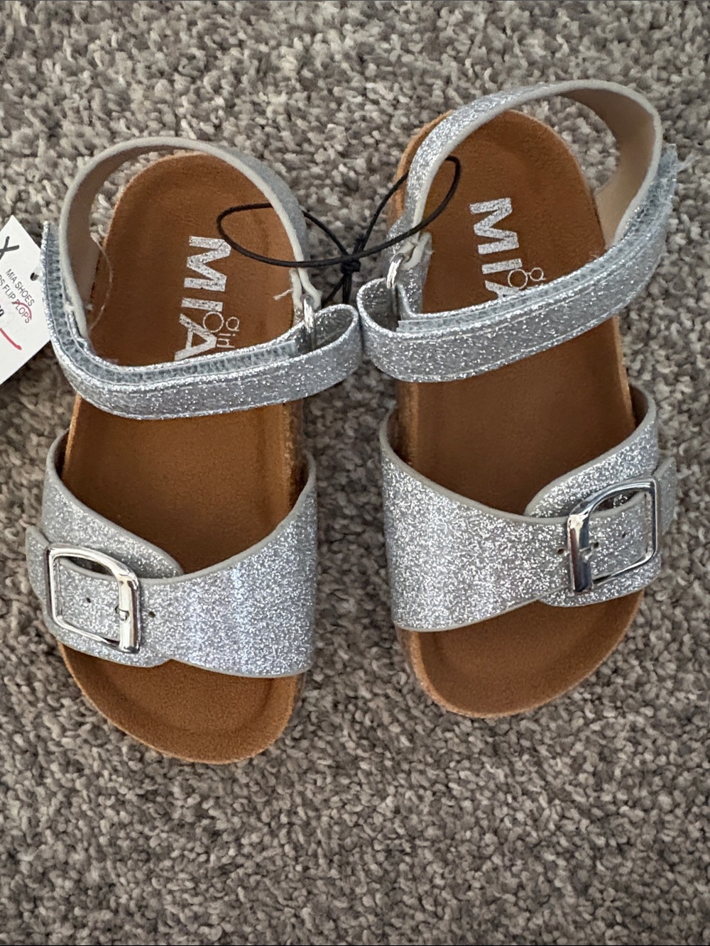 MIA Kids Silver Glitter Buckle Strap Sandals